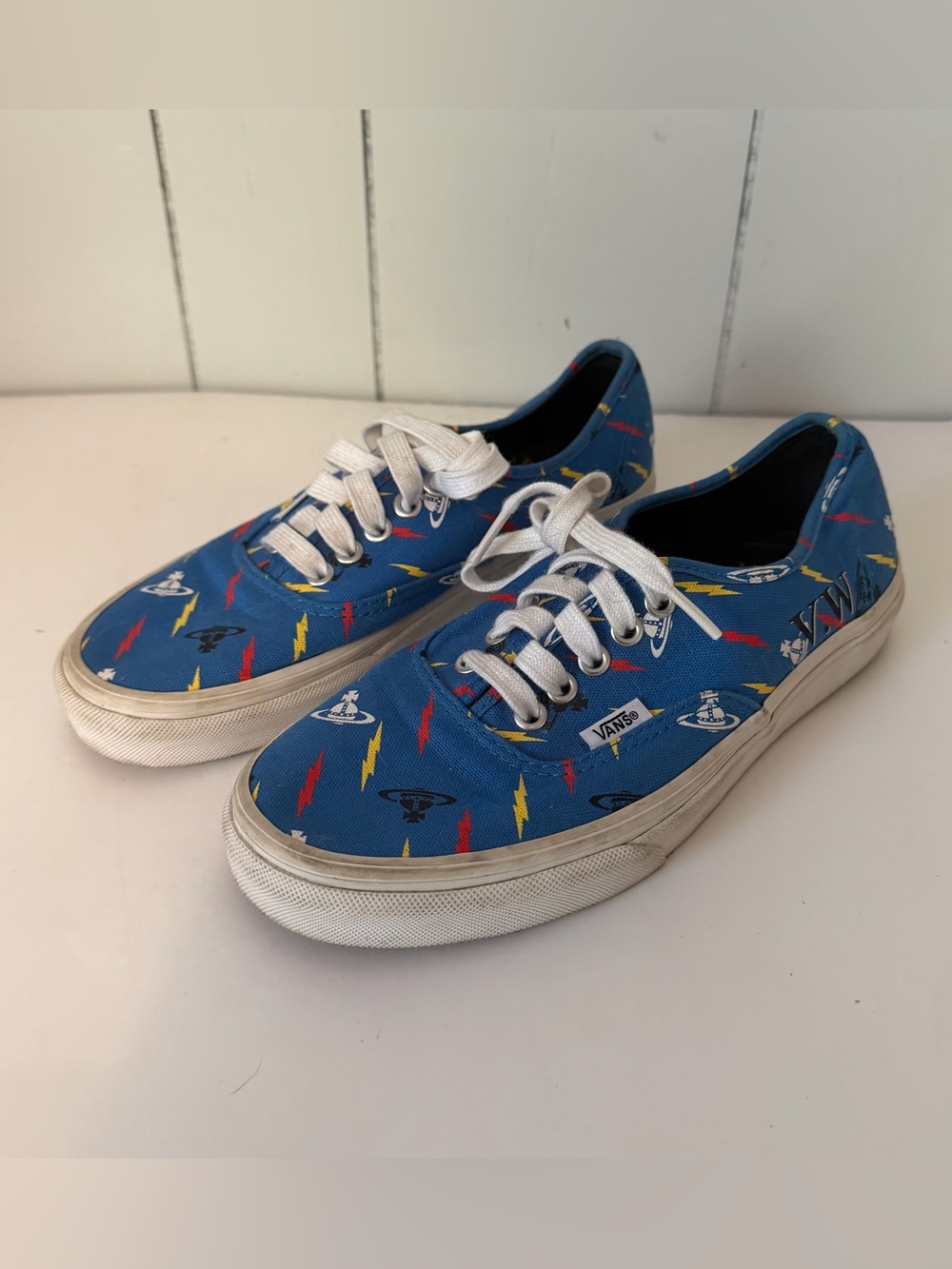 VANS Vivienne Westwood Women's 8, Men's 6.5 Thunderbolt Blue White Sneakers Shoe